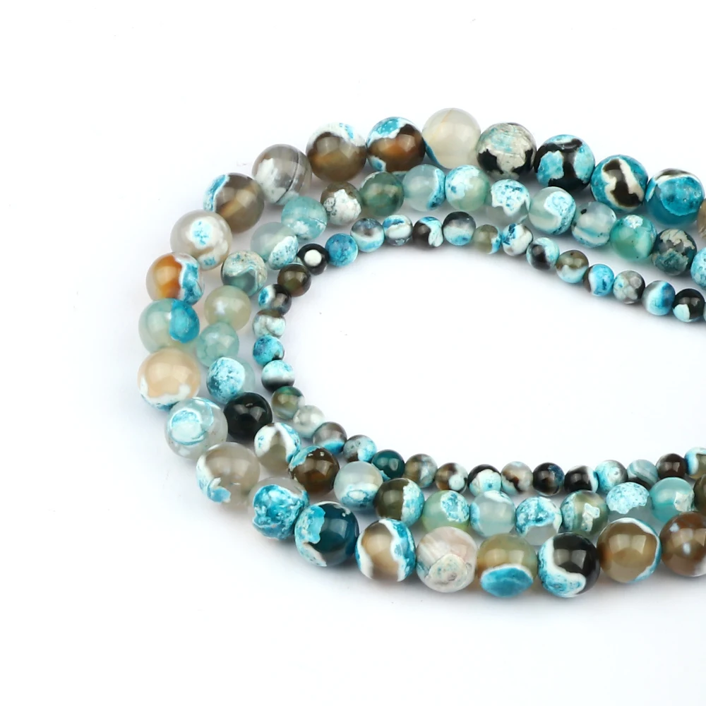 4/6/8mm Blue Fire Agate Stone Natural Onyx Round Loose Spacer Beads For Jewelry Making DIY Bracelets Necklaces Gifts for Friends