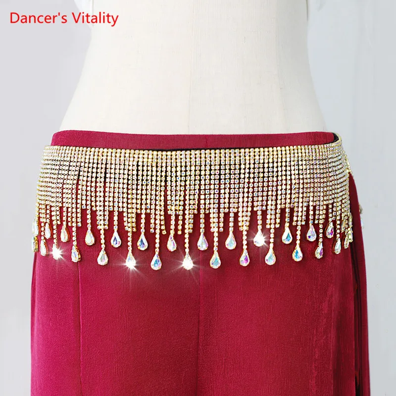 New Belly Dance Belt New Arrival Tassel Glitter Rhinestone Waist Chain Indian Oriental Dance Performance Competition Accessories