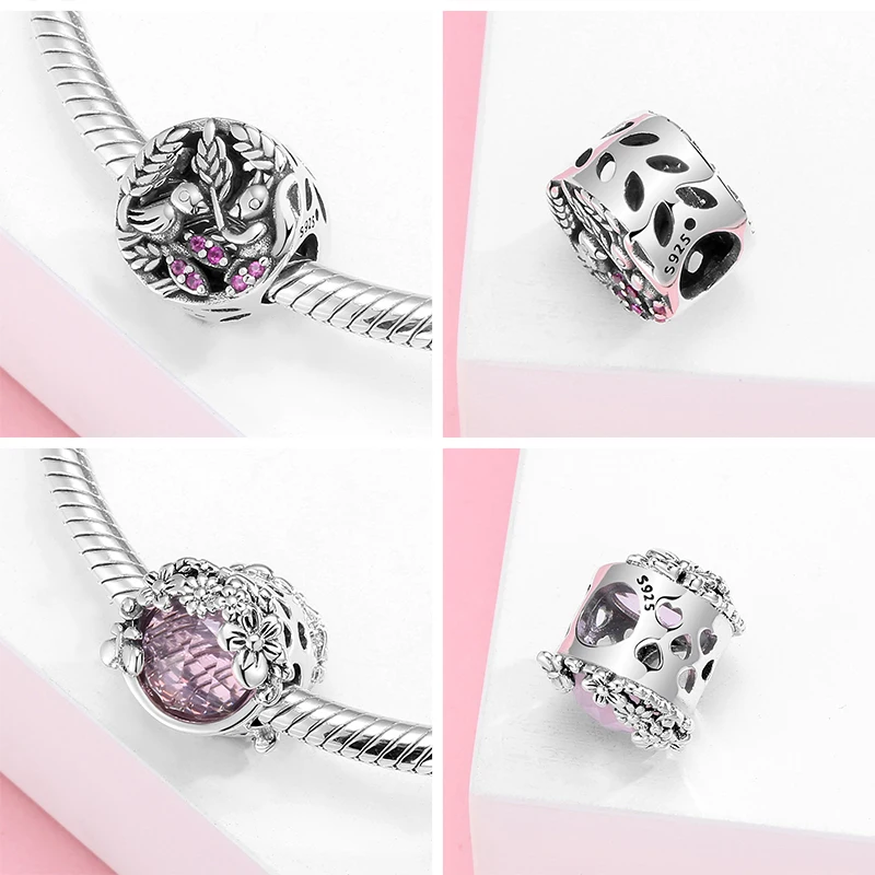 JIUHAO 925 Silver Charms Birthday Cake Alarm Clock Angel Animal Beads Accessories Fit Original Pendant Bracelet Jewelry Making