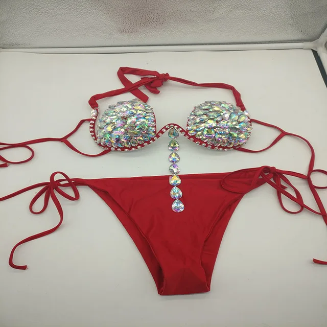 2020 venus férias novas borlas conjunto de biquíni strass banho diamante maiô bandagem bling pedras beachwear