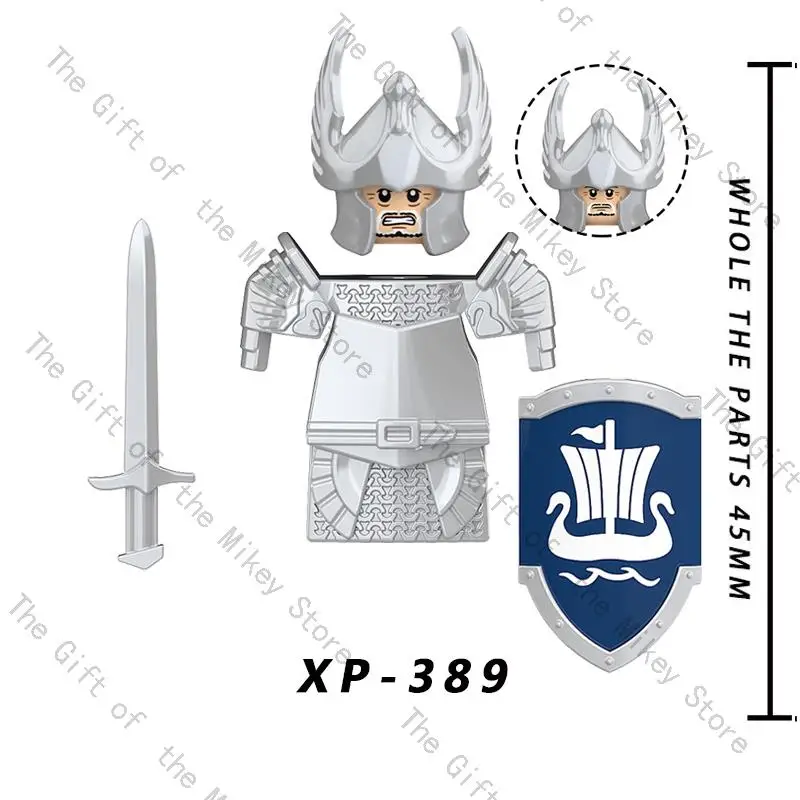 One Set Medieval Time Gondor Swan Knight Soldier Figures Building Blocks Accessories Armor Shield Weapon Toys For Kids KT1051