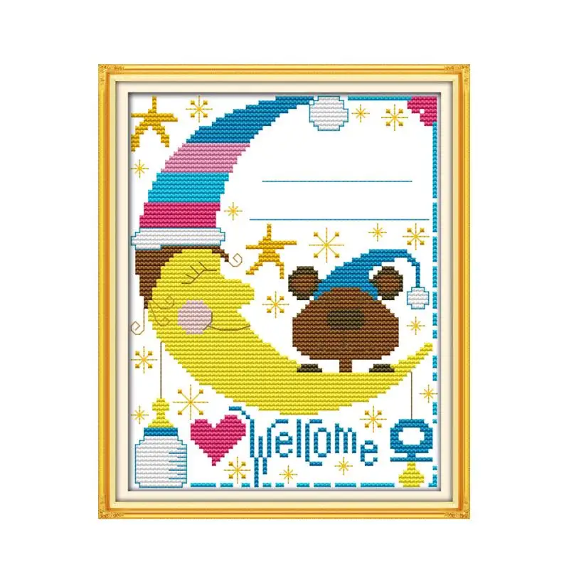 Radość niedziela Cartoon Cross Stitch wzory DMC 11CT 14CT haft krzyżykowy dinozaur DIY Handwork zestaw do haftowania zestawy do robótek ręcznych