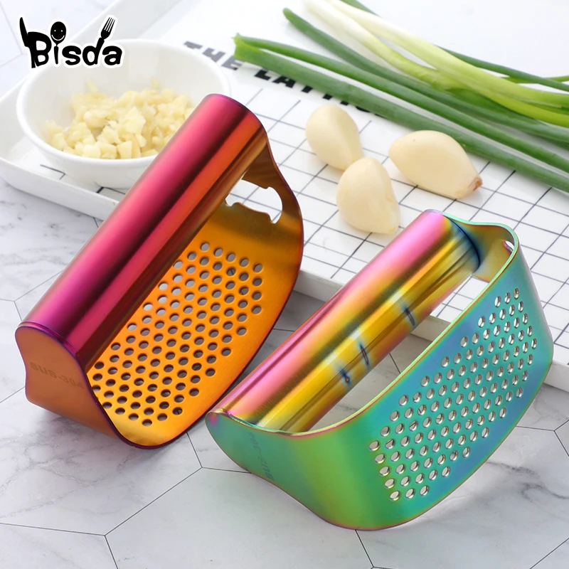 1 Pcs Stainless Steel Garlic Crusher Gold Manual Garlic Press Rocker Ginger Press Squeezer Can Opener Kitchen Tools