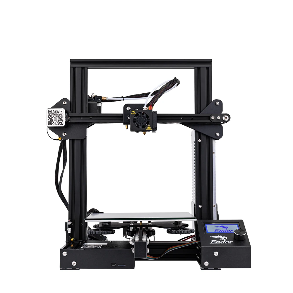 Creality-Ender-3 Impressora 3D com Kit Acessório, Atualizado Ender-3, Conjunto de Vidro, V-slot, Extrusora MK, Retomar Falha de Energia, Impressão