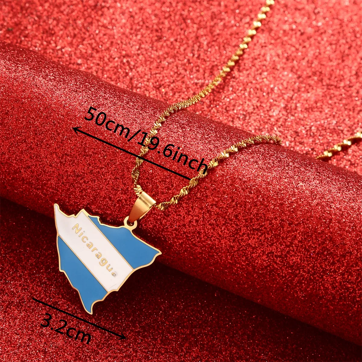 Nicaragua Map Flag Pendant Necklaces for Women Gold Color Charm Nicaraguans Maps Jewelry