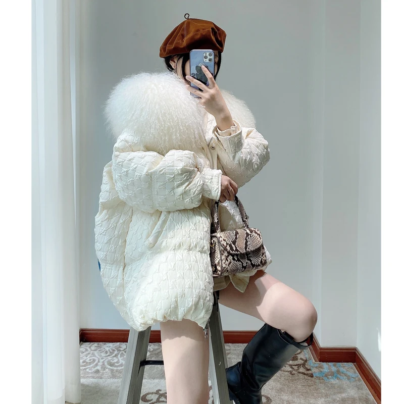 Женский пуховик, осень и зима 2021, женский теплый, белый утиный пух, шикарный и тонкий, преодолевающий пальто, женские куртки