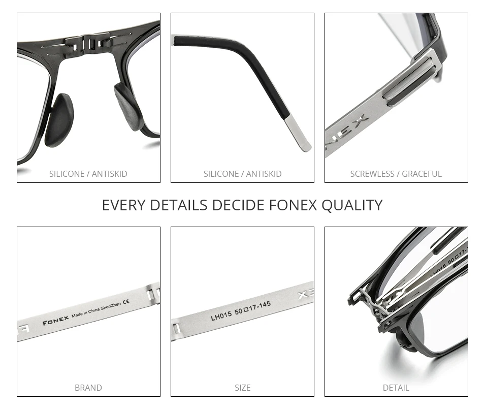 FONEX Photochrome Grau Anti Blau Blocking Folding Lesebrille Männer Frauen 2021 Hyperopie Leser Schraubenlose Brillen LH015 – Detail 8