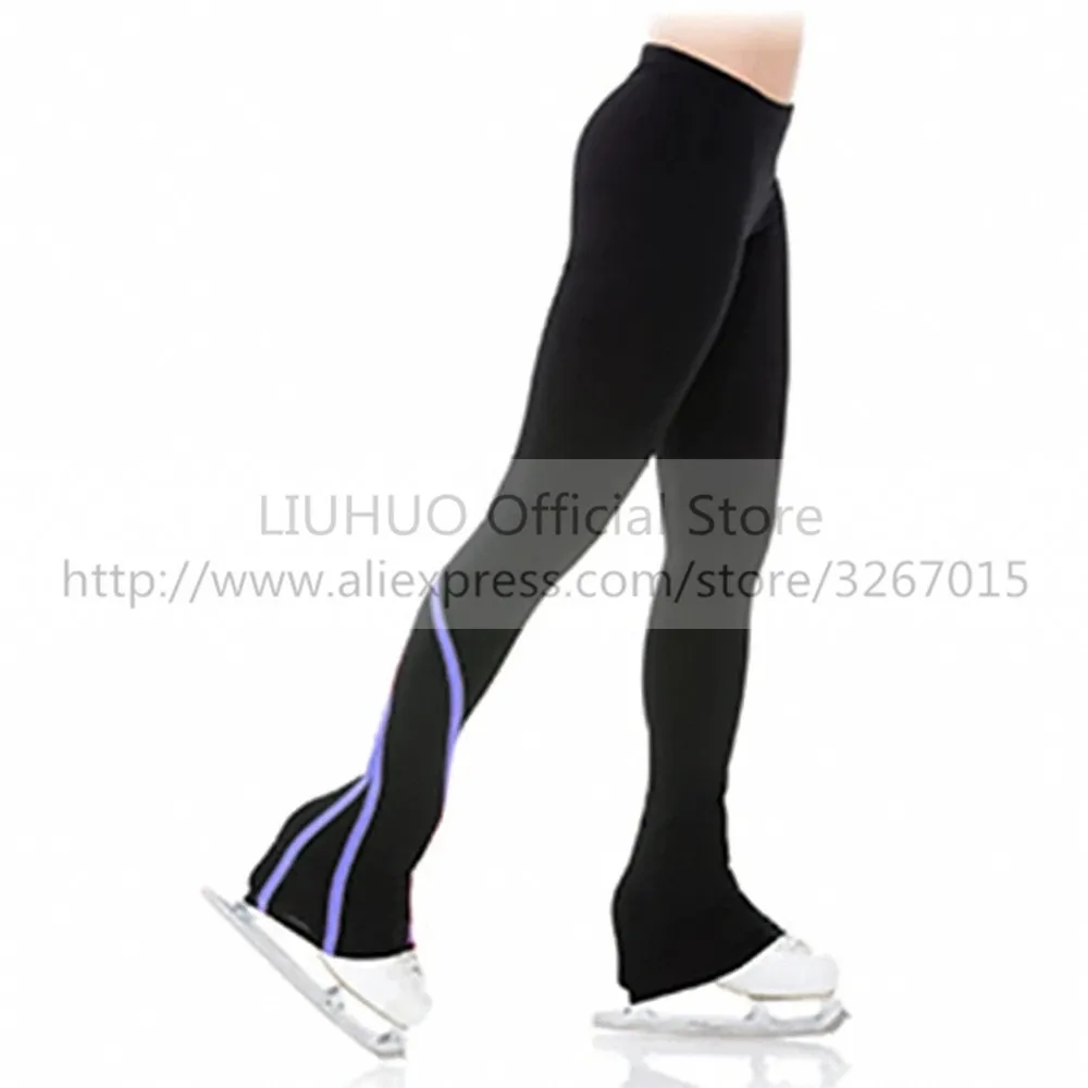 LIUHUO Figure Ice Skating Pants Costume Trousers Adult Child Training Tights Competition Color Stripes Dress Dance Fleece  Kids