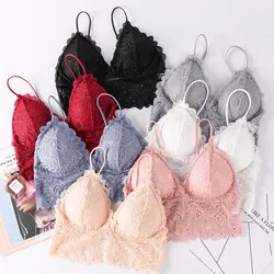 Floral Lace Bras Women Sexy Lingerie V-Neck Bralette Female Wire Free Underwear Beauty Back Push-Up Bra Brassiere