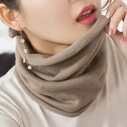 Korean Winter Knit Wool Protect Cervical Spine Elastic Pullover Fake Collar Warm Scarf Men Women Neck Guard Bib Headband Q30