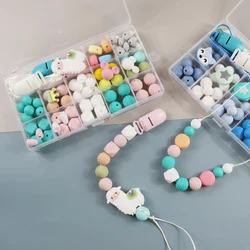 Ensemble de perles en Silicone pour bébé, bricolage avec boîte sans BPA, sucette, chaîne d'allaitement, collier factice, accessoires de bricolage