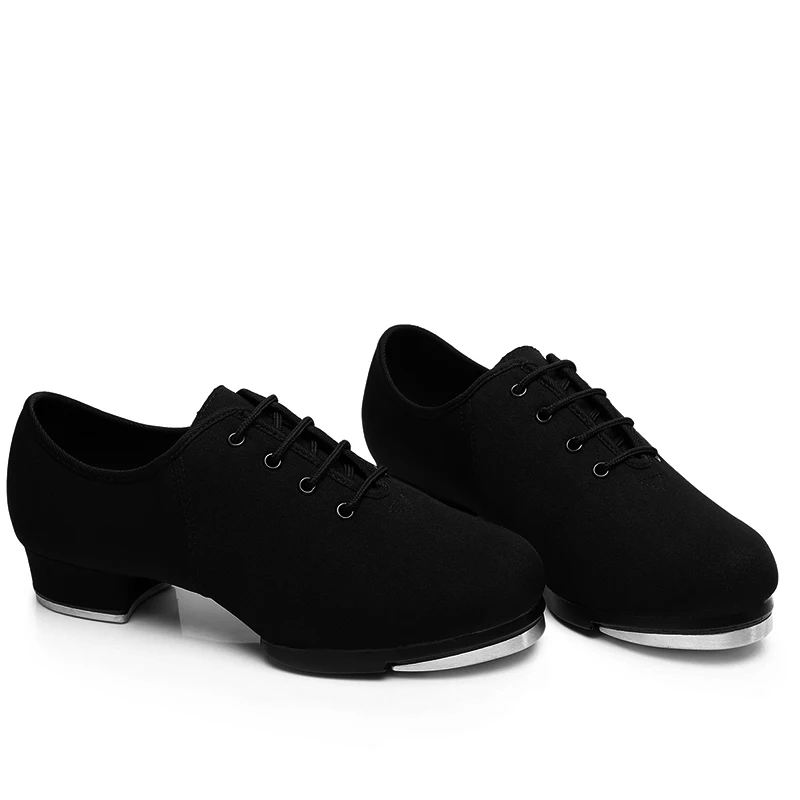 Canvas Tap Shoes Men Women Adult Children Oxford Dance Shoes Soft Sneakers Bottom Square Indoor Leather Shoes Step Dance Sports