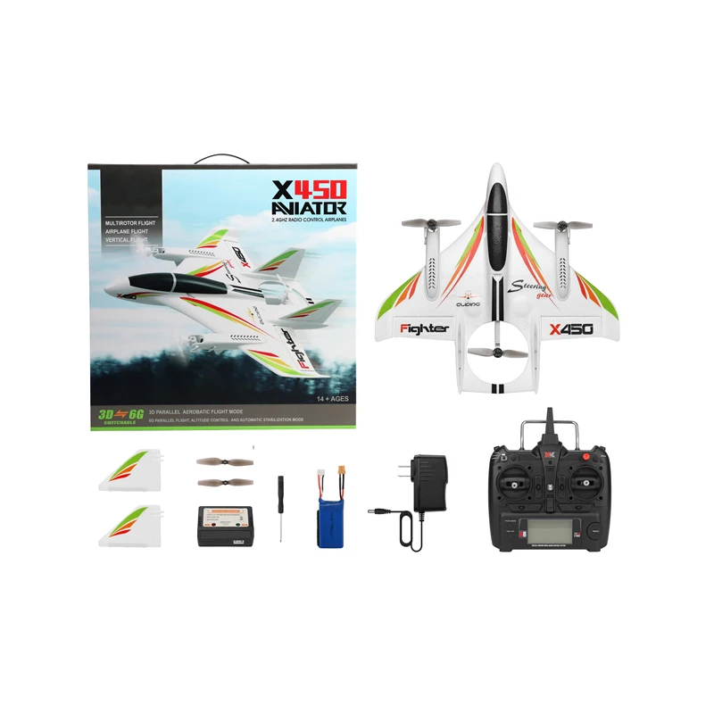2019 Original WLtoys XK X450 RC Airplane 6CH Brushless Motor Hold Height Design 3D/6G Takeoff And Landing Stunt RC Drone