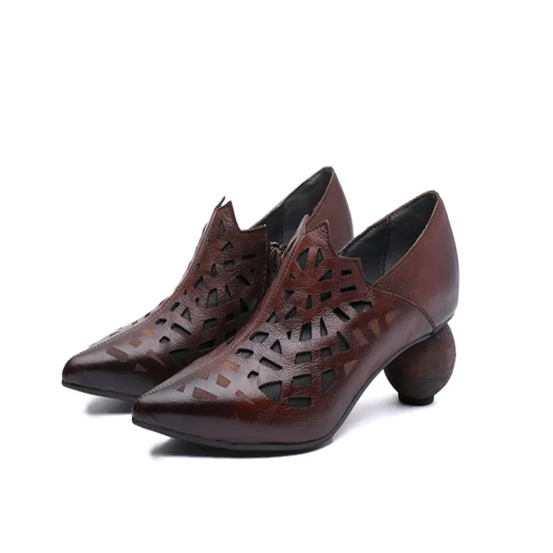 Breathable leather new women fashion shoes to restore ancient ways ms high-end elegant comfortable leather shoes