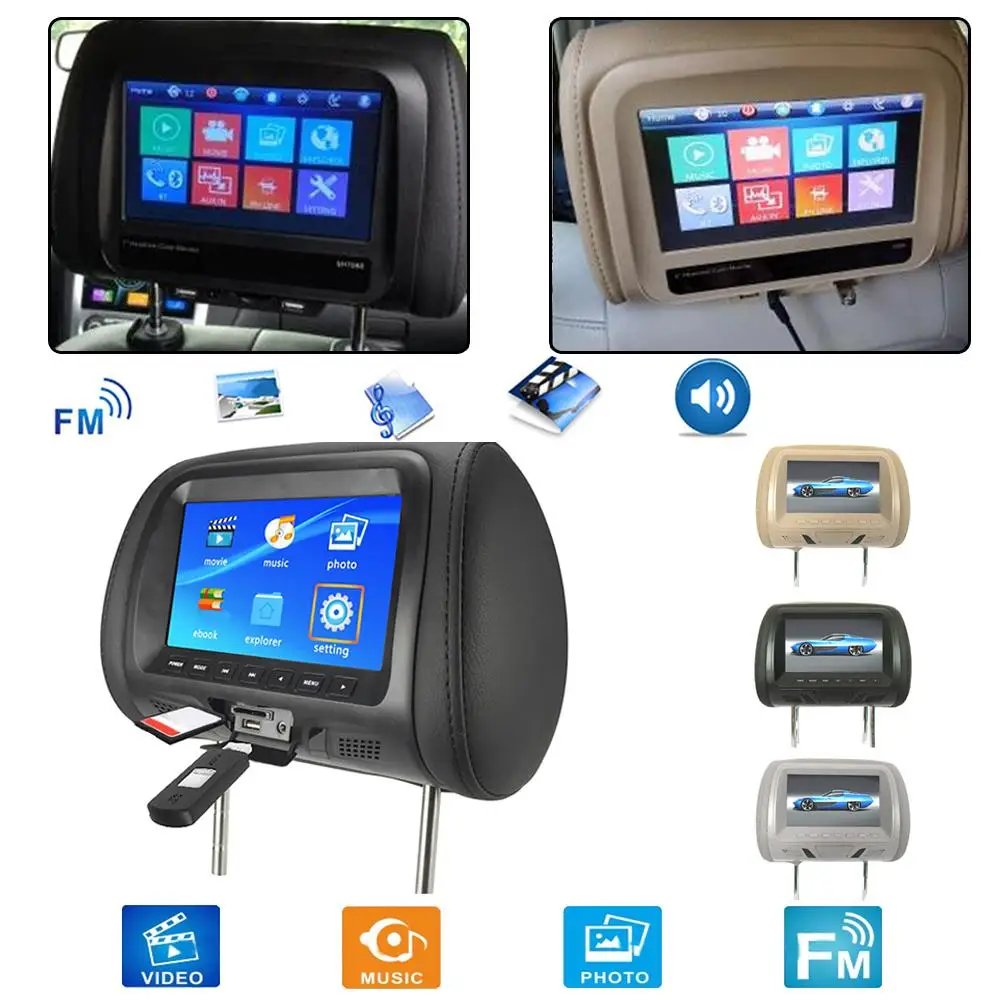 

Universal Carro mp3 player Car Video Players 7 Inch Car Headrest Monitor Rear Seat Entertainment Multimedias Player משדר בלוטוס