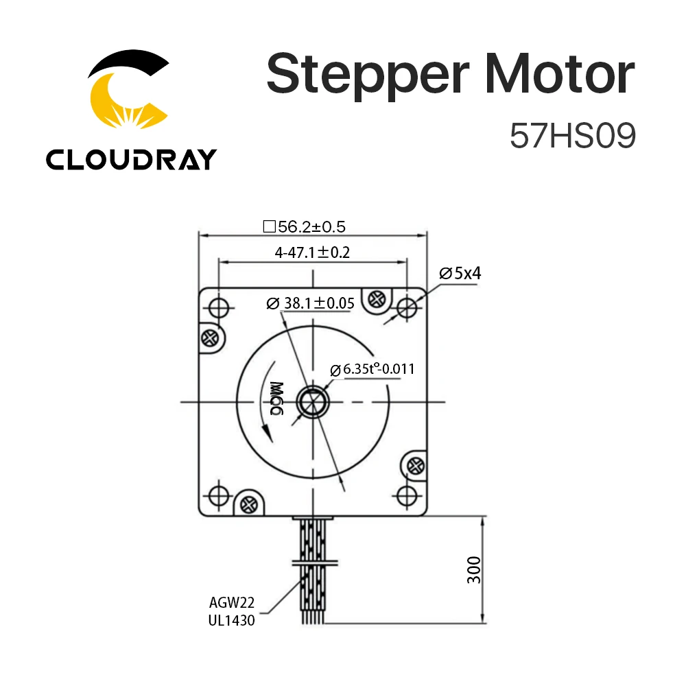 Imagem -05 - Cloudray Leadshine Fase Motor Deslizante 57hs09 para Nema23 4.2a Comprimento 54 mm Eixo 6.35 mm