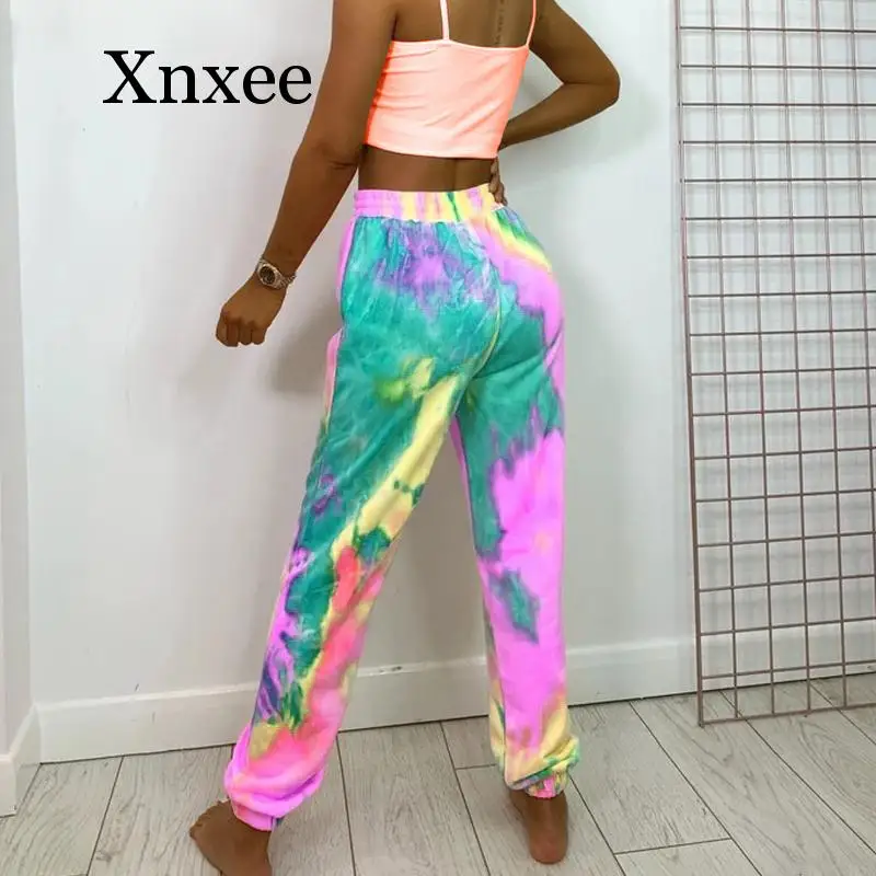 

Autumn Women's trousers sport wear Tie-Dye Fashion Casual Sports Pants Female Harem Pants women Tie Dye Elastic Waist pants gym