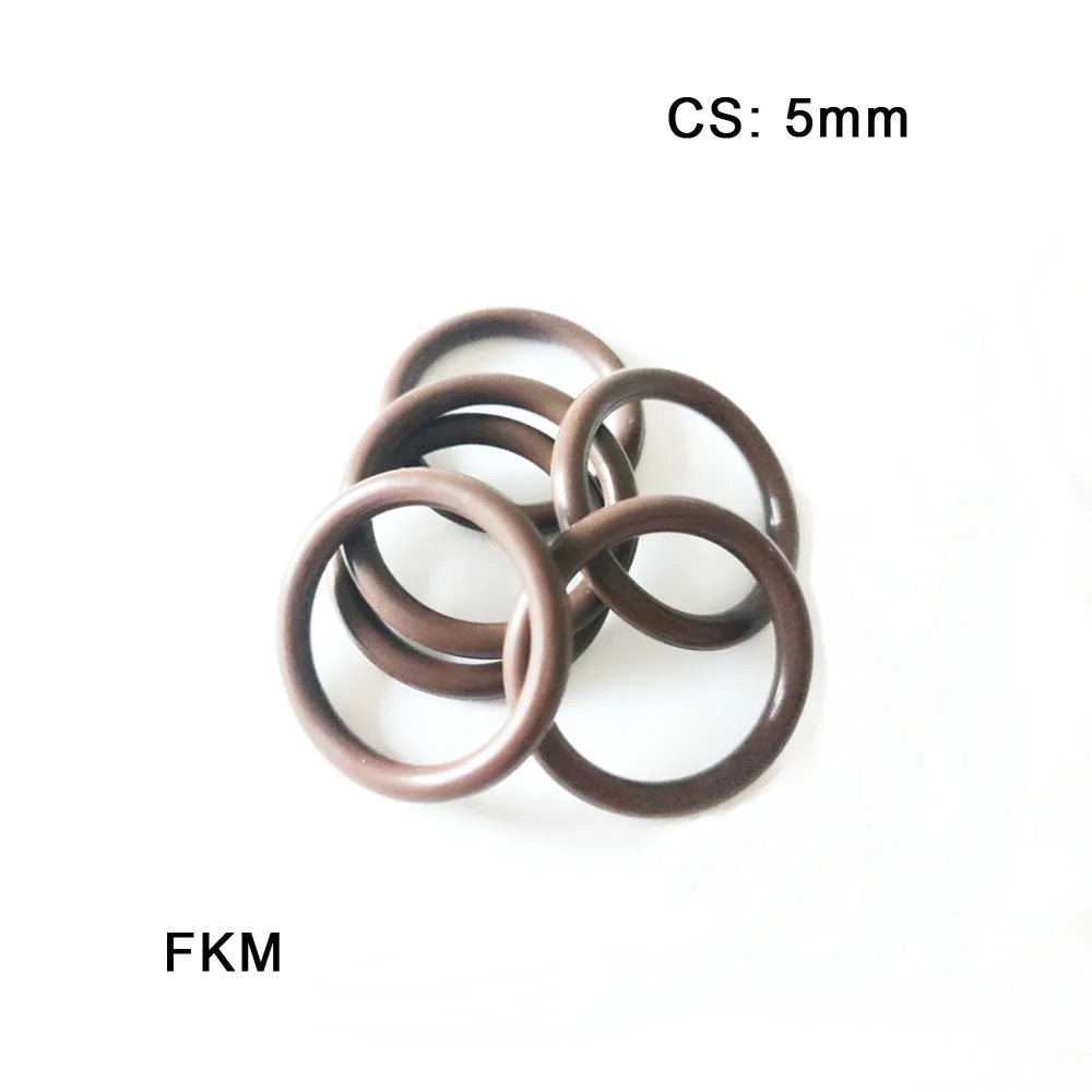 FKM Ring Gaskets CS 5mm  Fluorine Rubber O-Ring Washer Resistance To Oil Aging Abrasion Ozone Fuel Chemical Seal