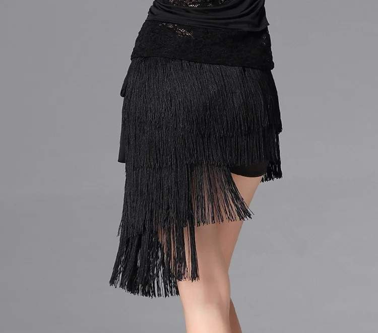 تنورة اللاتينية سيدة مهدب مثلث فستان رقص مثير تنورة واحدة تنورة الكبار فستان رقص اللاتينية زي المرأة السوداء ممارسة تنورة