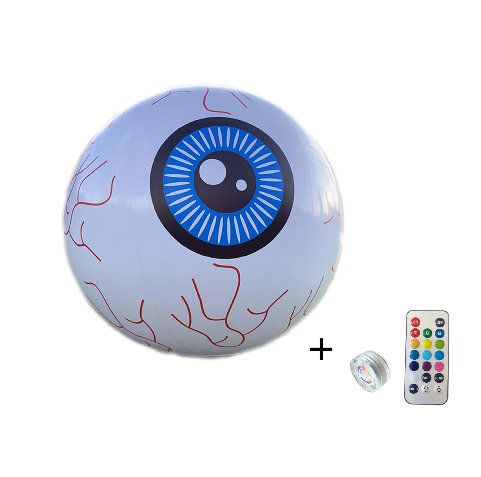 New!16 Inch LED Halloween Inflatable Remote Control Luminous Eyeball Colorful Color Change Party Garden Pool Decoration
