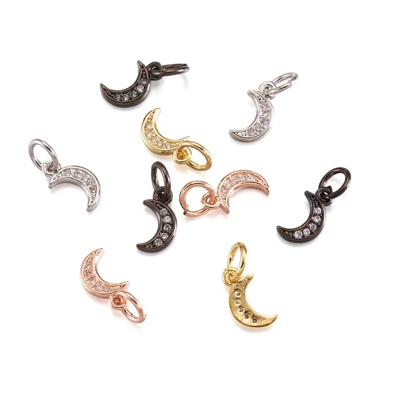 

Pandahall 20pcs Small Mini Moon Shape Brass Crystal Cubic Zirconia Charms Pendant for Jewlery Making DIY Bracelet Necklace Craft