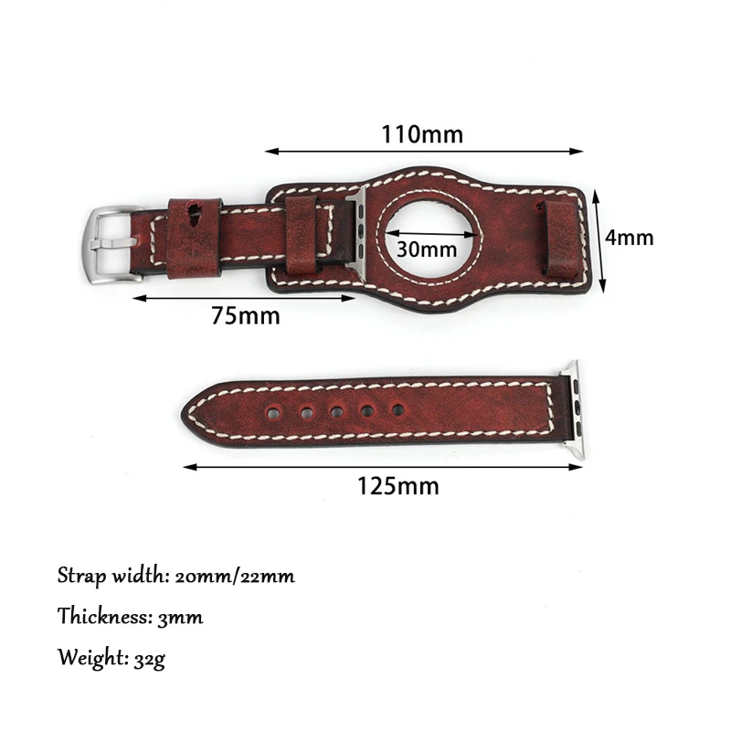 Leather strap For apple watch band 44mm 40mm 38mm 42mm Cowhide vintage tray strap watchbands iWatch 3 4 5 SE 6 7 45mm 41mm Band