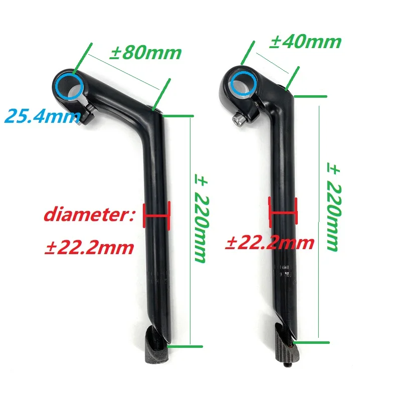 BMX Kids Bike Retro City Bicycle Stem 25.4mm Handlebar 22.2mm Fork Aluminum Alloy City Comfort Bike Stem Post