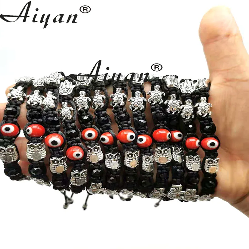 12 Pieces Eyes The Virgin Mary The Father Saint Benedict Elephant Turtle Owl  Palm  Four-Leaf  Clover  Horseshoe  Woven Bracelet