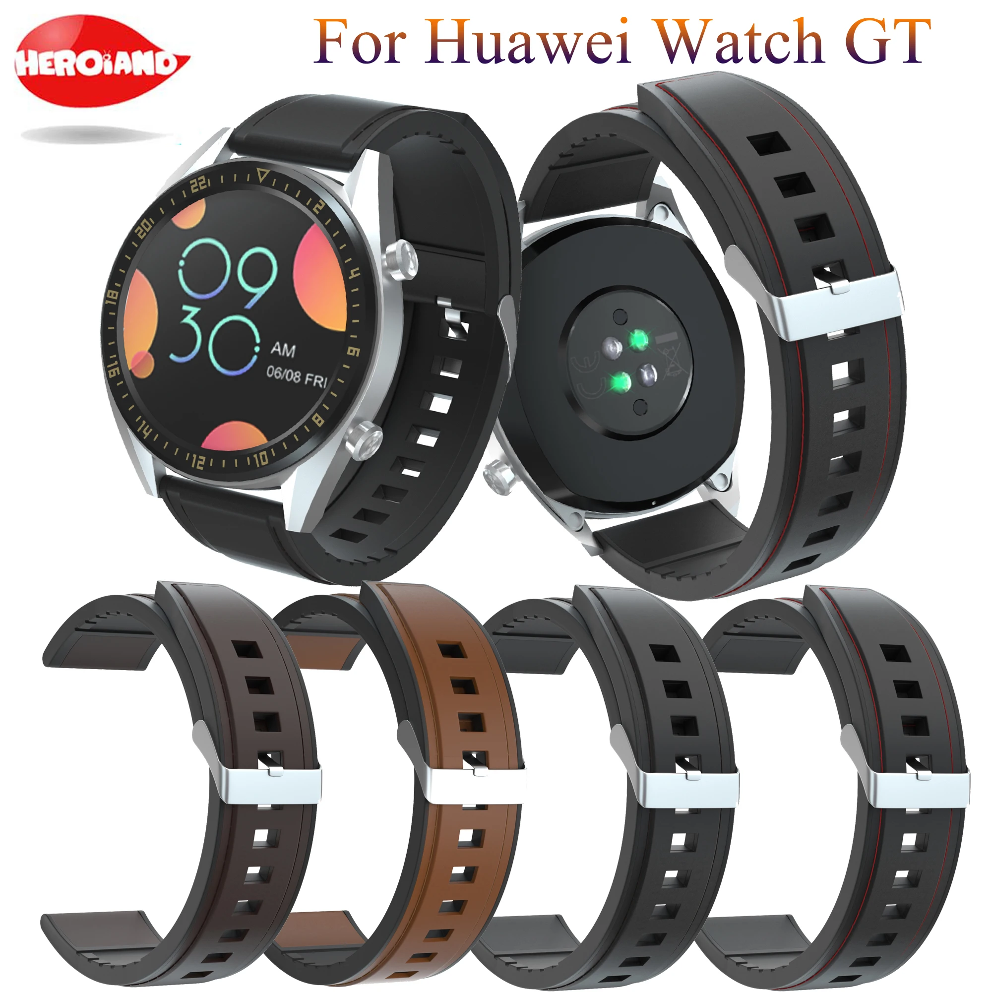 20mm Leather+Silicone fashion watch strap For huawei watch GT2 watchband For Samsung Galaxy 42mm/gear S2 wrist band dropshipping
