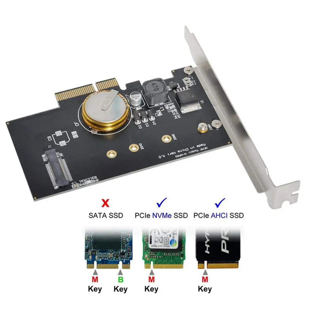 PCI-E 3.0 x4 to M.2 NGFF M Key SSD Nvme Card Adapter PCI Express with Power Failure Protection 4.0F Super Capacitor