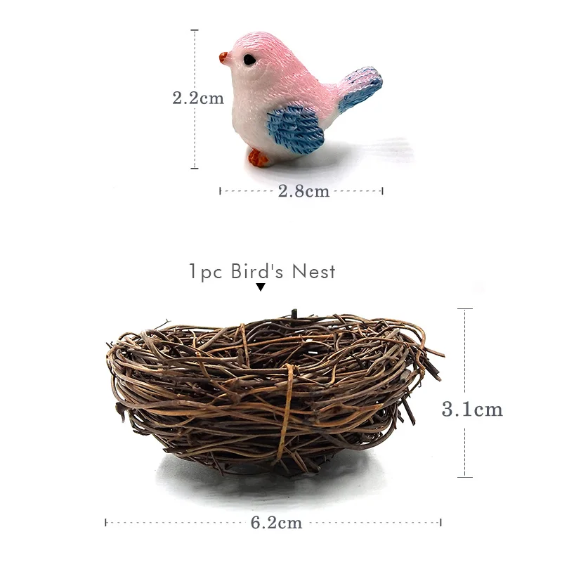 Resin Little Parrot Bird Nest Cartoon Animal Model Action Figure Home Decor Figurine Educational Gift For Kids Hot Toys Set Gift