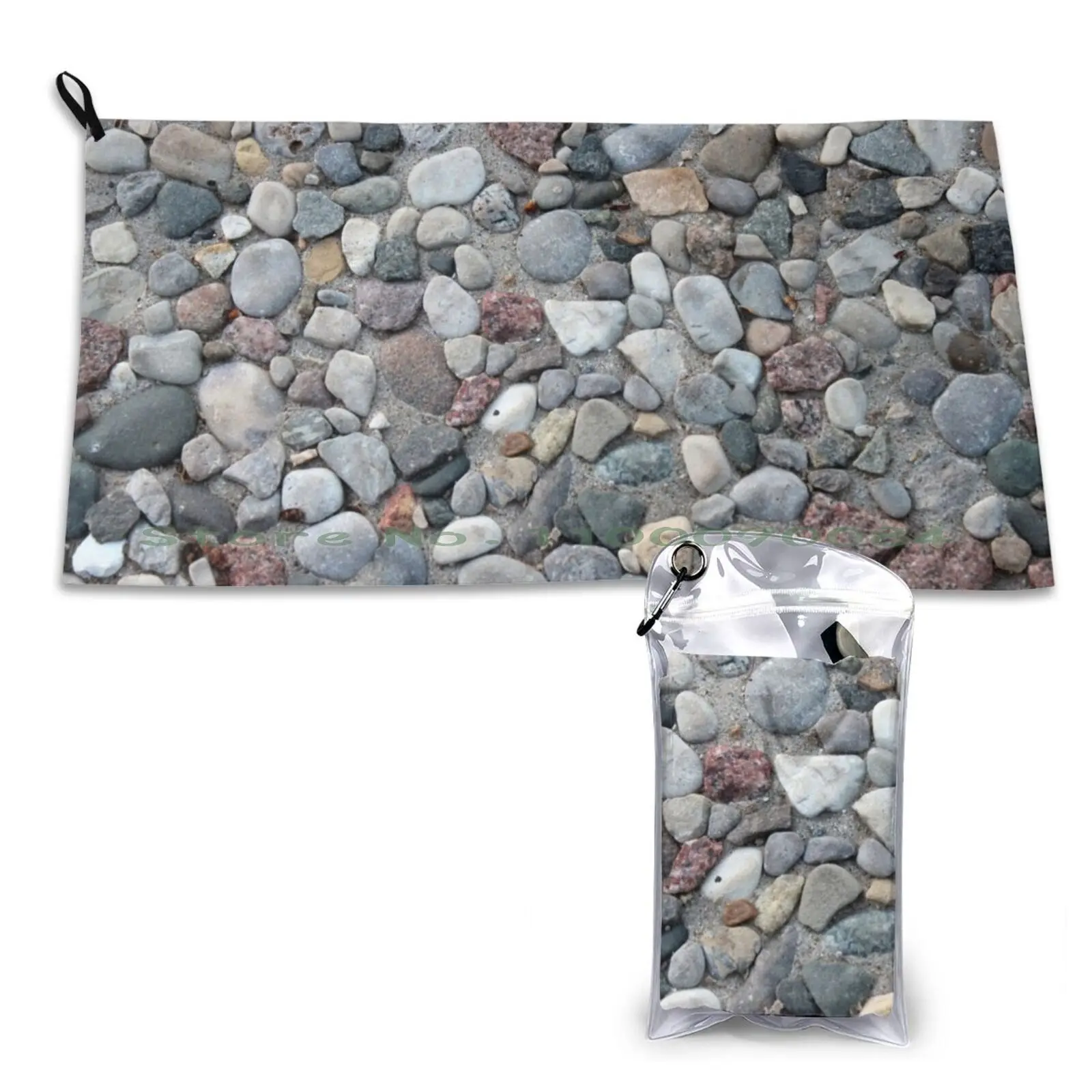 Pebble Beach Quick Dry Towel Gym Sports Bath Portable Summer Rocks Stones Wisconsin Red Gray Sand White Pebbles Beaches Water