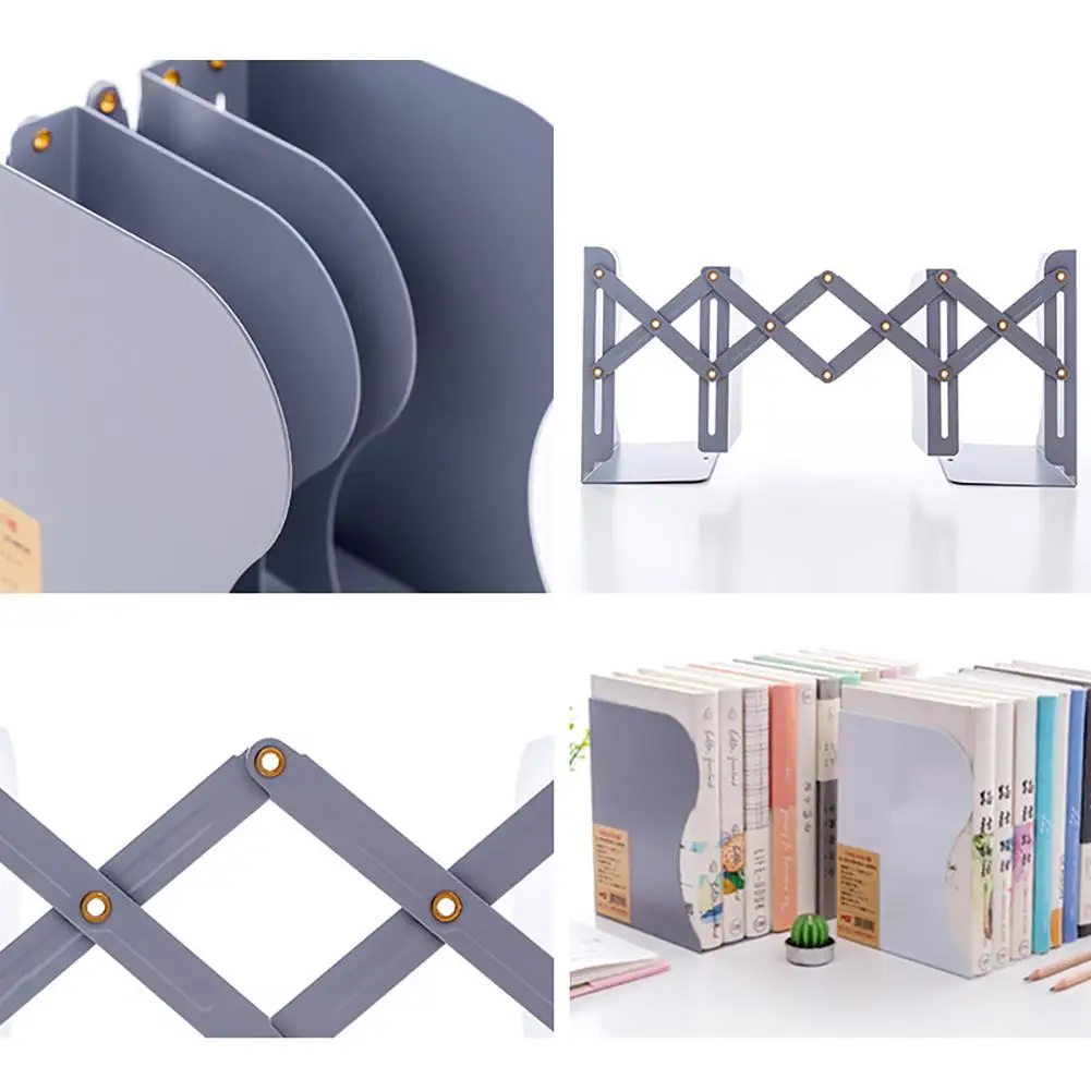 HOT SALES!!! Retractable Foldable Bookend Decorative Metal Book Shelf Holder Storage Rack