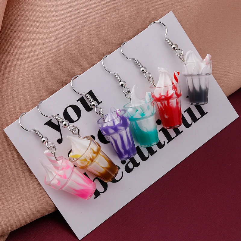 Creative 3D Resin Ice Cream Drop Earrings for Women Cute Candy Color Kid Earrings Christmas Female Trinkets Jewelry Gifts