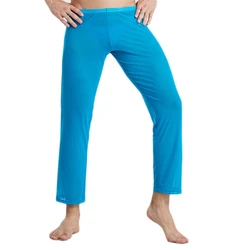 Pantalones largos para dormir para hombre, ropa de dormir Sexy, de malla transpirable, informal, transparente