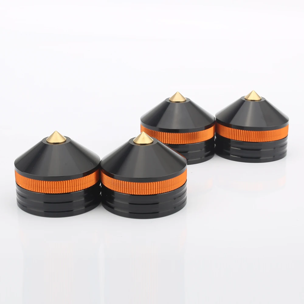 4PCS 39-33MM Silver Aluminum alloy Brass head Speaker Spike Cone Pad Isolation Base Feet Pads Audio Hifi Tube Amplifier CD