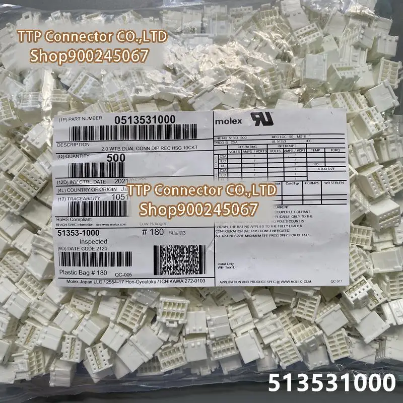 10 pçs/lote Connector 51353-1000 513531000 reservatório de Plástico 10P 100% Novo e Origianl