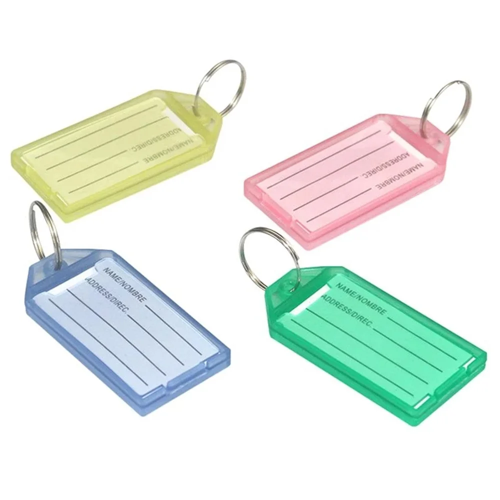 10PCS/lot DIY Plastic Tag Key Chain Candy Color Baggage Hotel Office Marking number Classification Keychains