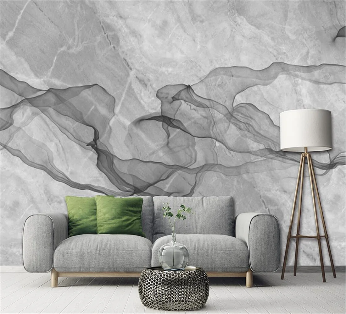 

Custom wallpaper modern mural wall stickers Nordic advanced gray ink line smoke streamer TV background wall 3d wallpaper обои