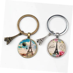 Latest Eiffel Tower Statement Keychain Art Photo Glass Bevel Pendant Charm Keychain DIY Keychain Gift Jewelry