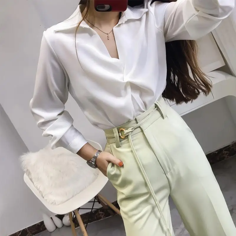 Autumn and Spring Temperament Women Blouse Long-sleeved Design Ladies OL Shirts Sense Women Chiffon Shirts