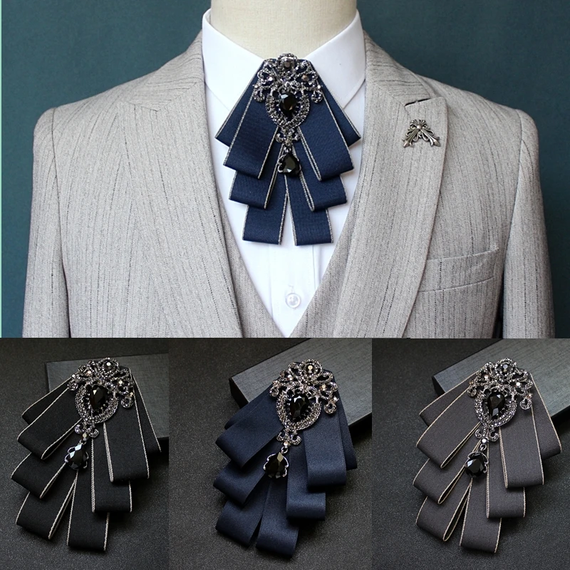Luksusowa moda muszki muszki broszka tkaniny kryształowe szpilki i broszki stanik motyl bluzka akcesoria Pin Lapel dla kobiet
