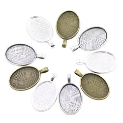 5pcs/lot Retro Pendant 18X25/20X30/30X40mm Oval Cabochon Base Setting Charms Pendant Bezel Tray For DIY Jewelry Making Finding