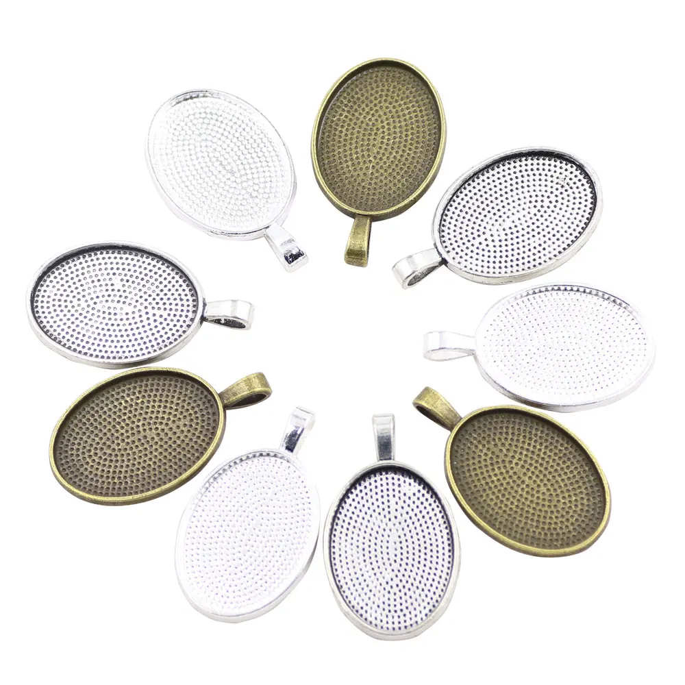 5 sztuk/partia wisiorek retro 18X25/20X30/30X40mm owalny Cabochon ustawienie podstawy Charms wisiorek Bezel taca dla DIY tworzenia biżuterii znalezienie