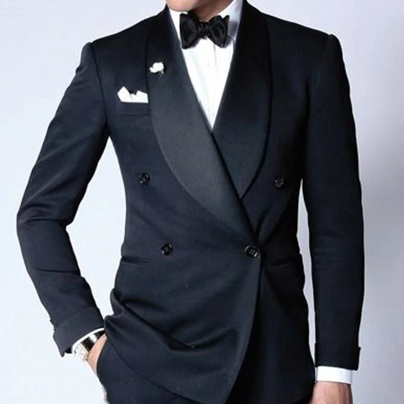 Groom Wedding Men Suits 2 Piece Double Breasted Best Man Formal Prom Tuxedos Male Suit Custom Made Trajes Elegante Para Hombres