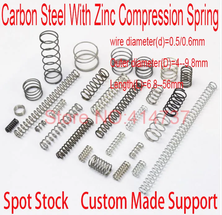 Carbon Steel With Zinc 0.5/0.6mm wire Small spot spring Non-standard micro compression spring pressure spring