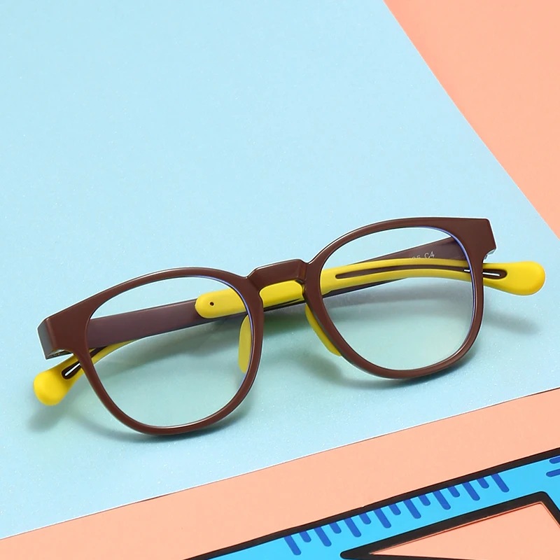 Round Frame Kid Anti-Blue Light Glasses TR90 Retro Ultra Light Eyeglasses Flat Mirror Boy Girl Class Glasses Frame Goggles