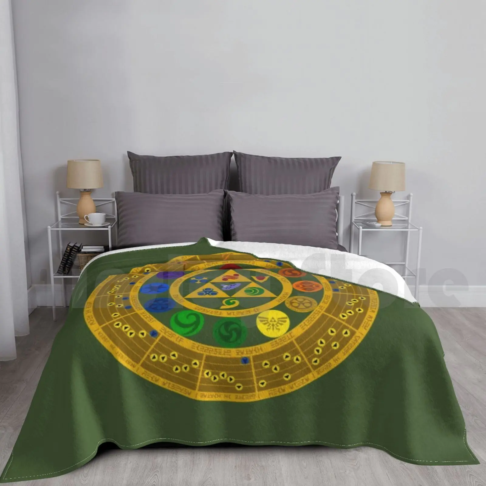 Wheel Of The Hero Of Time Blanket For Sofa Bed Travel Ocarina Time Gerudo Goron Sheikah Hylian Zora Kokiri The