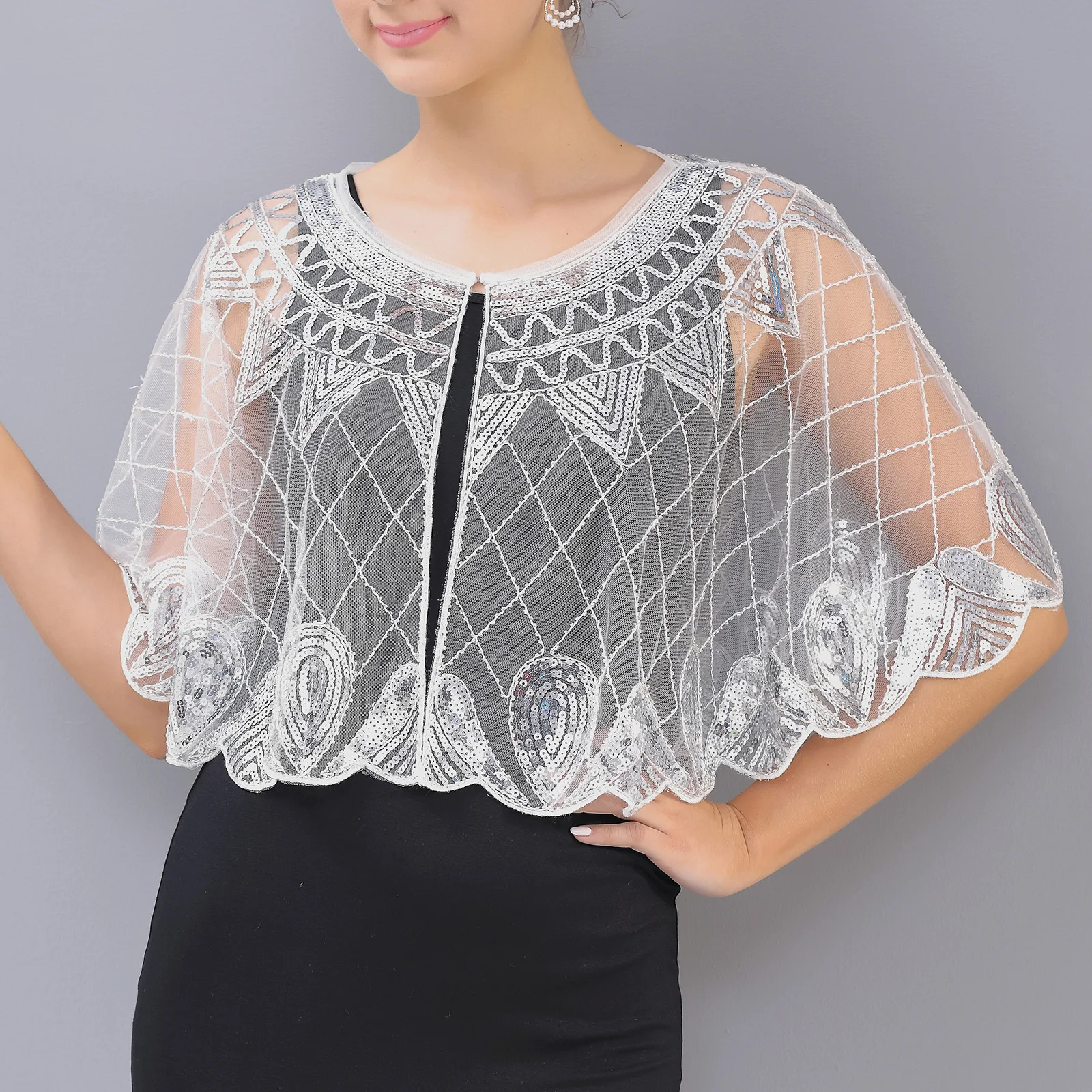 Womens Pailletten Bolero Bolero Shawl Trouwjurken Cover Up Flapper Cape Dames 1920S Kralen Sjaals Avondfeest Bridal Wraps