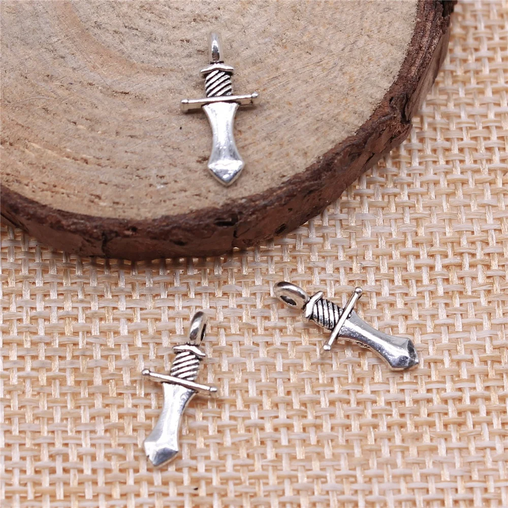 free shipping 162pcs 16x8mm antique silver sword charms diy retro jewelry fit Earring keychain hair card pendant accessories